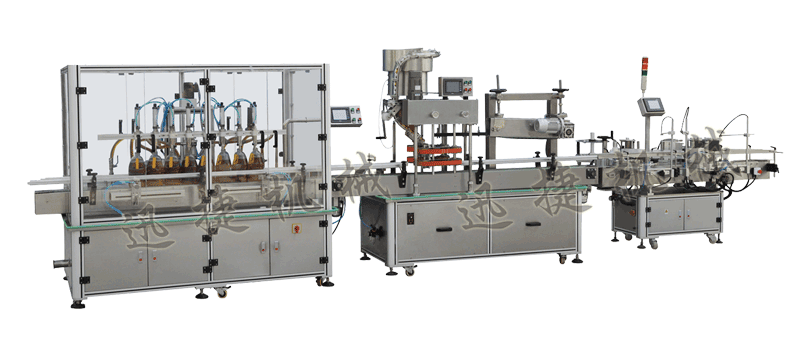 灌裝機+全自動封蓋機（自動理蓋，自動扣蓋，自動旋壓蓋）+貼標(biāo)機
